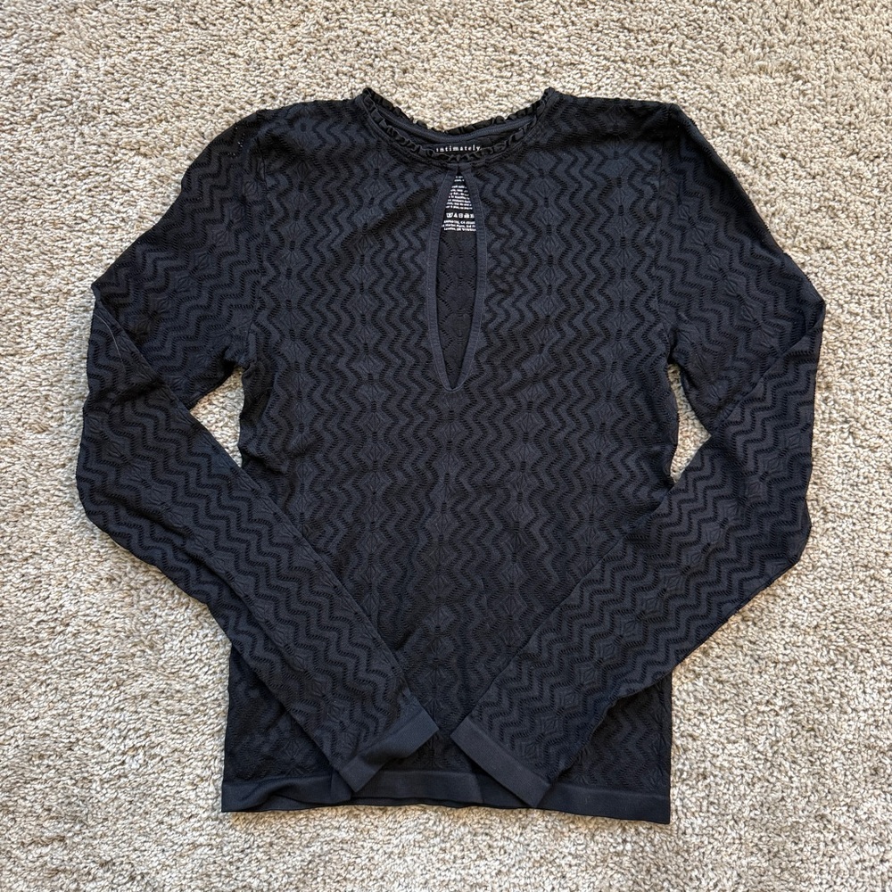 Free People Intimately Get Ready Seamless Long Sleeve in Black XS
